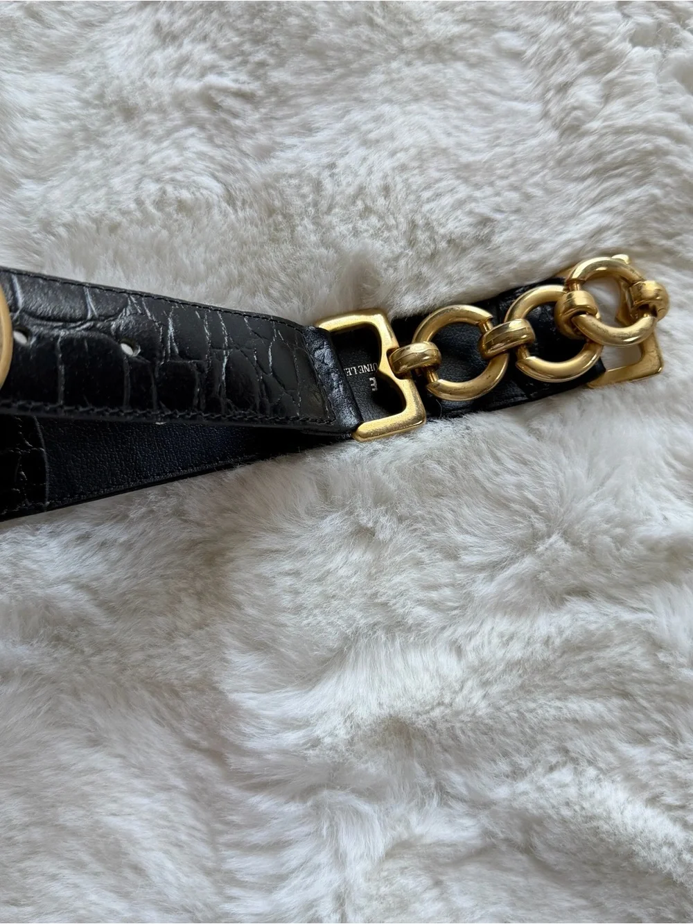 The Limited Black Genuine Leather Chain Belt Gold Hardware Size S Made Italy